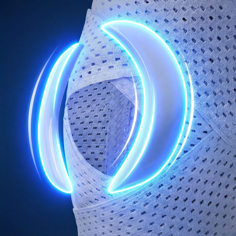 무릎 보호대 안쪽면 실리콘 패드 전체 모습